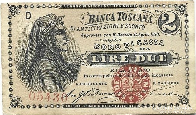 0,50, 1, 2 lira 1870 Toscana Bank Olaszország Ritka