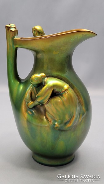 Old Zsolnay eozin-glazed vase with female figures