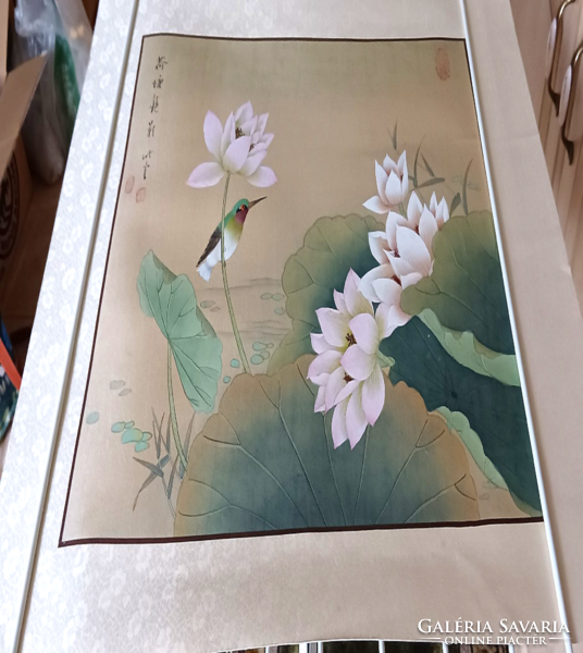 Chinese silk picture on paper support 61 x 51 cm