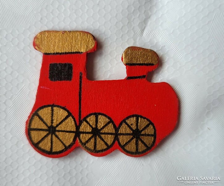 Christmas red wooden train locomotive decoration prop ornament