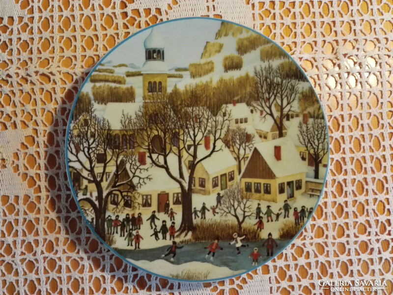 Fali tányér, téli tájképek, 1979  Bavaria porcelán.
