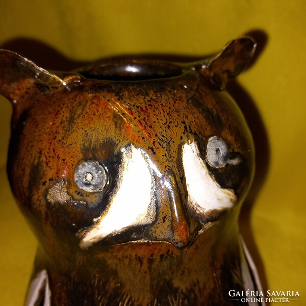 Owl, marked, ceramic candle holder. Candlestick.