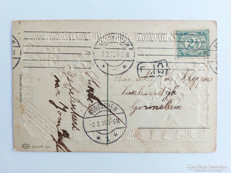 Régi képeslap dombornyomott levelezőlap tájkép