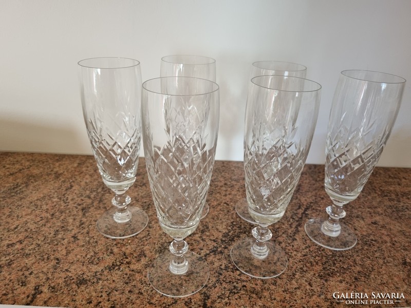 Set of 6 wonderful crystal champagne glasses 17 cm