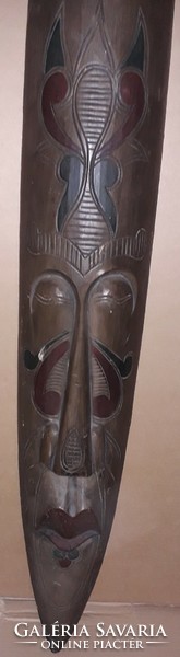 Old wood carved beautiful Polynesian islands wall sculpture mask/cult shield 102 cm as shown in pictures