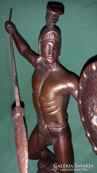 Antik jellegű GYÖNYÖRŰ bronzírozott görög hoplita LEONIDASZ spártai király szobor a képek szerint
