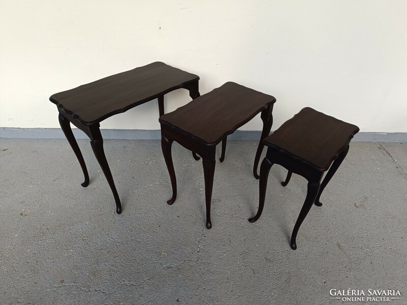Antik 3 darab összetolható kis asztal fa asztalsor 553 8153