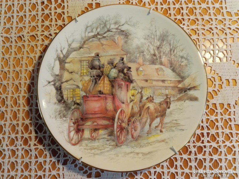 Wall plate, English porcelain, horse carriage.