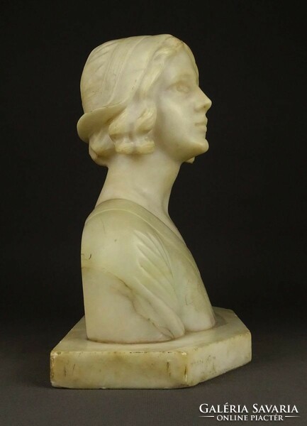1P681 antique xix. Century Art Nouveau young woman bust marble bust 25.5 Cm