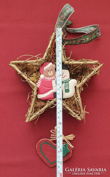 Old Christmas ornament teddy snowman star prop decoration