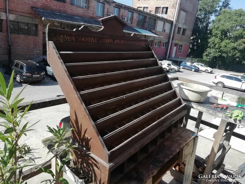Mauthner Ödön féle magtároló rekeszes szatócsbolti kínáló, fa felújított darab, gyűjtőknek, LEÁRAZVA