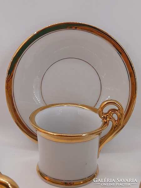 Antique Bieder gilded porcelain chocolate cups with bottoms, 6 in one