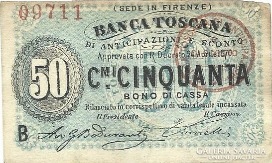0,50, 1, 2 lira 1870 Toscana Bank Olaszország Ritka