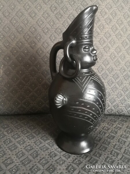 'Maya' black ceramic jug, large size: 36 cm