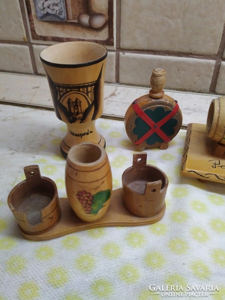 Retro wooden advertising object for sale! Advertising wooden water bottle, barrel, spice holder, goblet for sale!