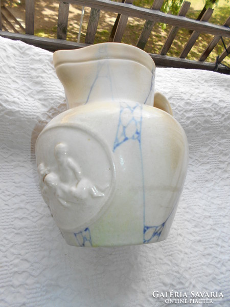 Antique Zsolnay jug with putts - with a mark pressed into the mass - end of the 1800s