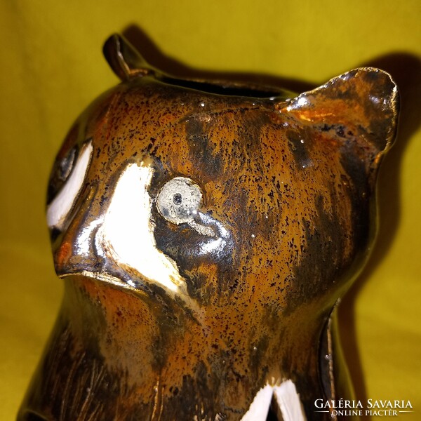 Owl, marked, ceramic candle holder. Candlestick.