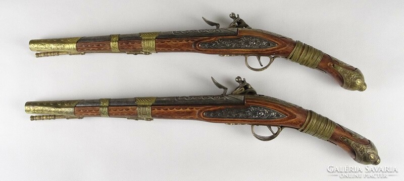 1P670 old metal beater dueling pistol replica pair 49 cm