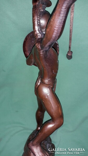 Antique beautiful bronzed Greek Hoplite King Leonidas statue according to the pictures