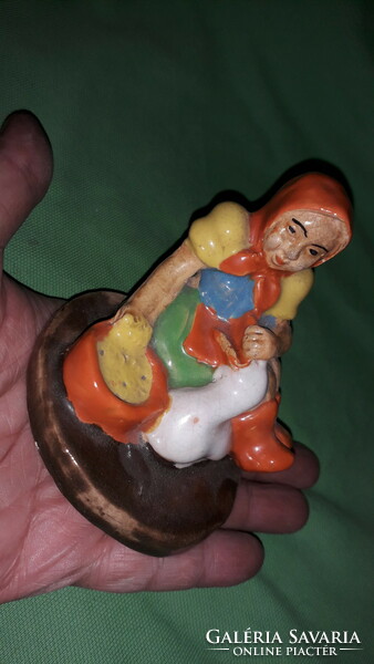 Antique Berky Nándor - goose stuffing woman ceramic figure 10 x 8 cm as shown in the pictures