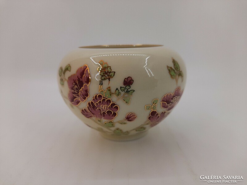 Zsolnay flower pattern small vase or mini pot, 8 cm