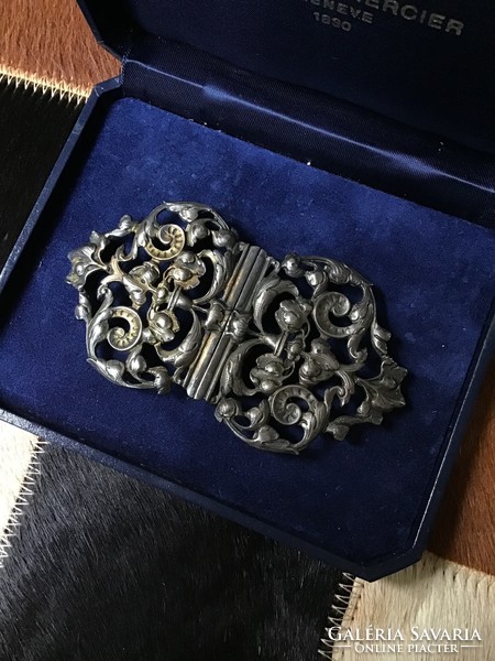 Antique German Art Nouveau silver belt buckle designed by theodor schallmayer