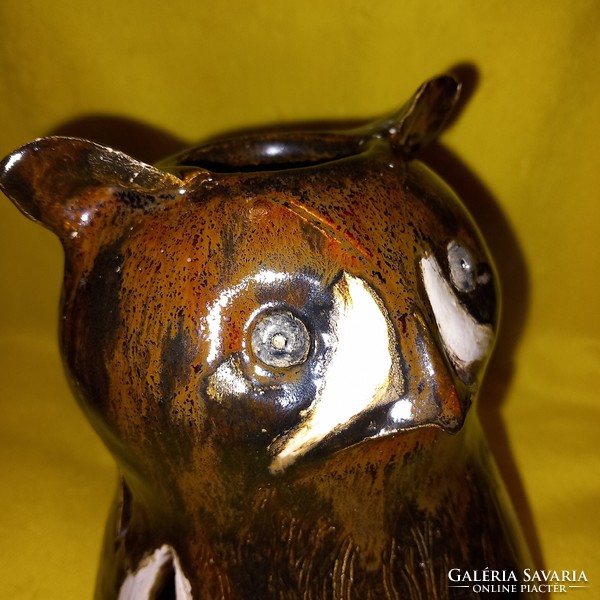 Owl, marked, ceramic candle holder. Candlestick.