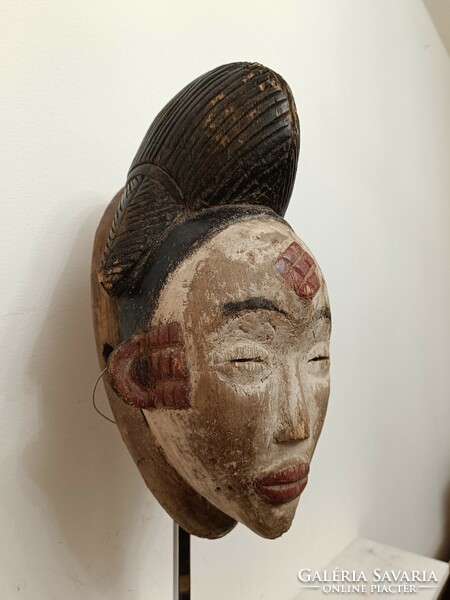 Antique African patinated wooden mask Punu ethnic group grain African mask 288 dob3 8002