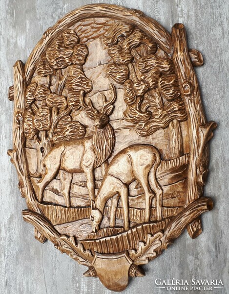 Szarvaskép vadászkép szarvasszobor vadászajándék kopjafa vadásztermék őzkép vadászpuska puska őz