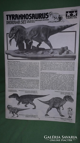 Retro TAMIYA T-REX dinószaurusz DIORÁMA 1:35 méretarányú festhető ragasztható makett a képek szerint