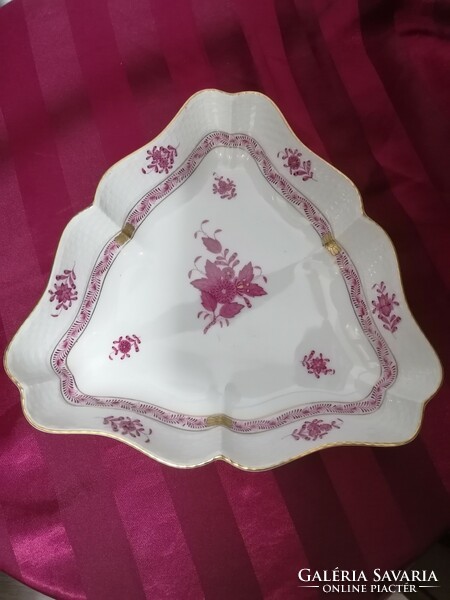 Herend purple appony pattern triangular bowl - offering