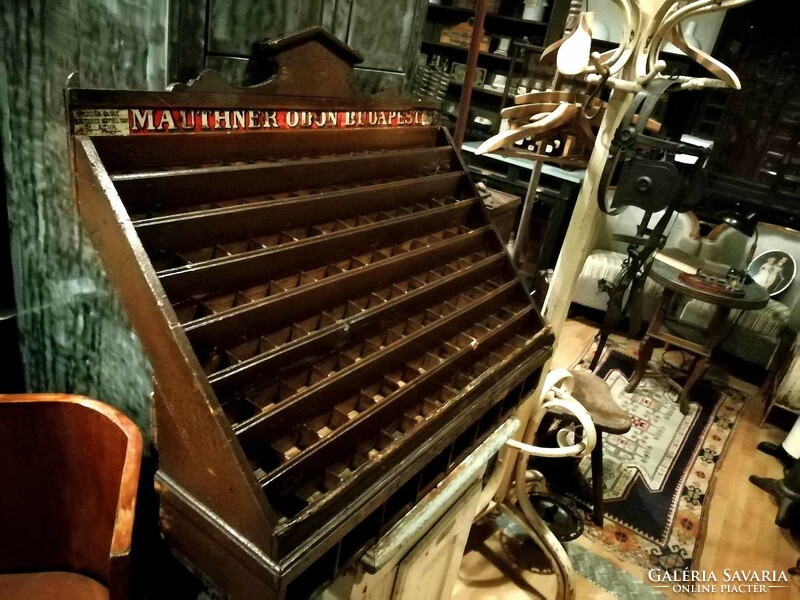 Mauthner ödön type seed storage compartment in the grocery store, wooden renovated piece, for collectors