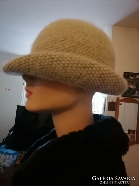 More beautiful than me, plus size, beautiful Angora wool hat with small brim, beige beige, for head 55 56 57