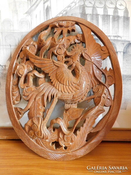 Carved rooster wall decoration 25.5 Cm