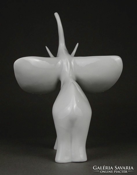 1P695 Retro fehér Hollóházi porcelán elefánt figura 18 cm