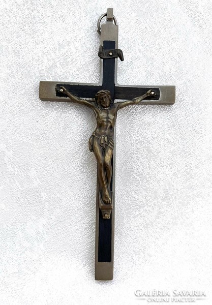 Jesus on the cross metal and bronze crucifix
