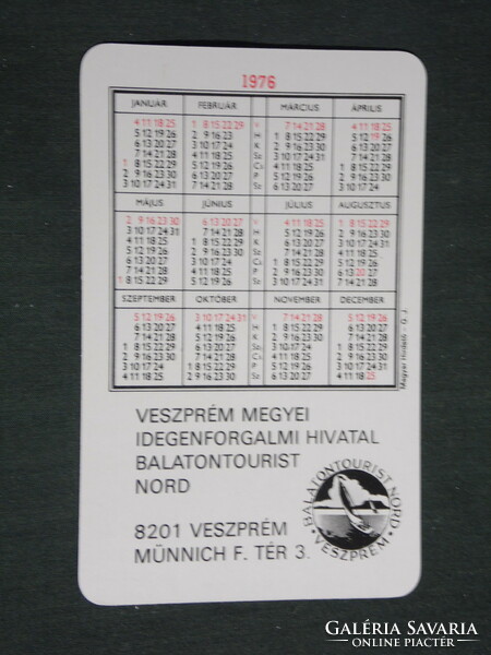 Kártyanaptár, Balatontourist Veszprém, Tihany látkép, 1976 ,   (2)