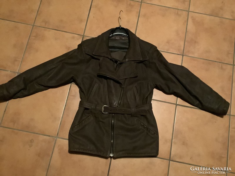 Brown sporty women's leather jacket for sale