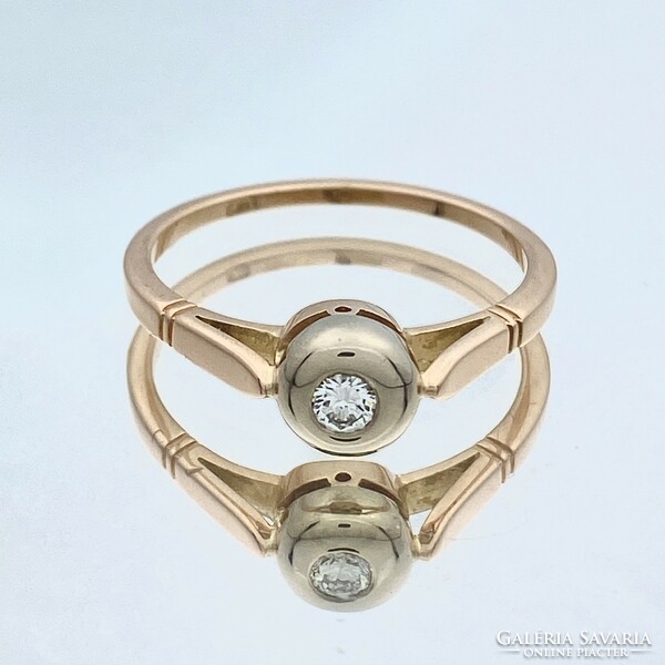 14K classic style gold ring with brilliants approx. 0.15 Ct.