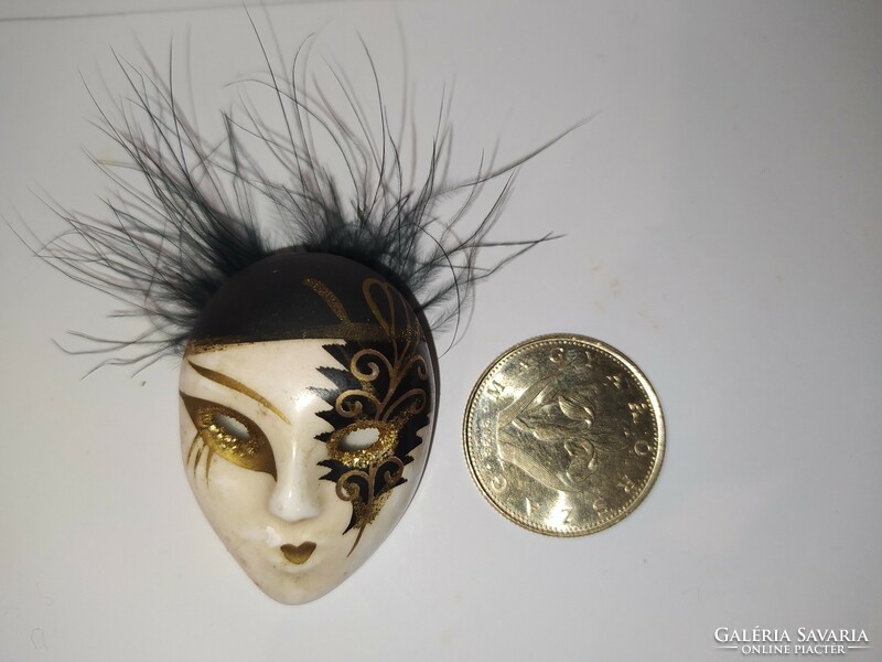 Vintage porcelain Venetian mask brooch