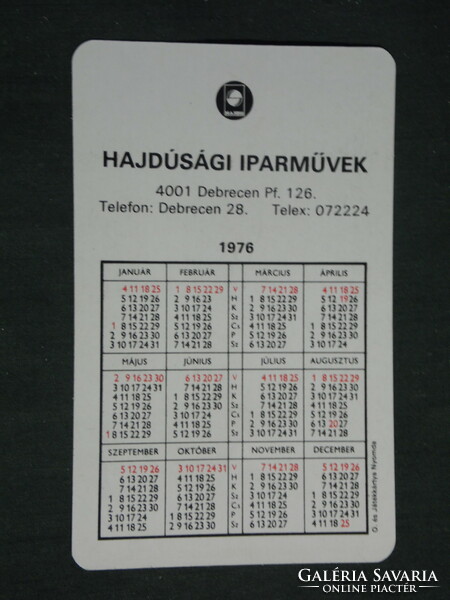 Kártyanaptár, Hajdúsági iparművek, Debrecen, HAJDÚ háztartási készülékek,1976 ,   (2)