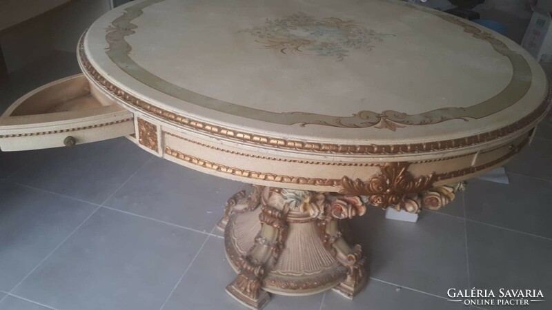 Antik velencei kézzel festett  kartya asztal