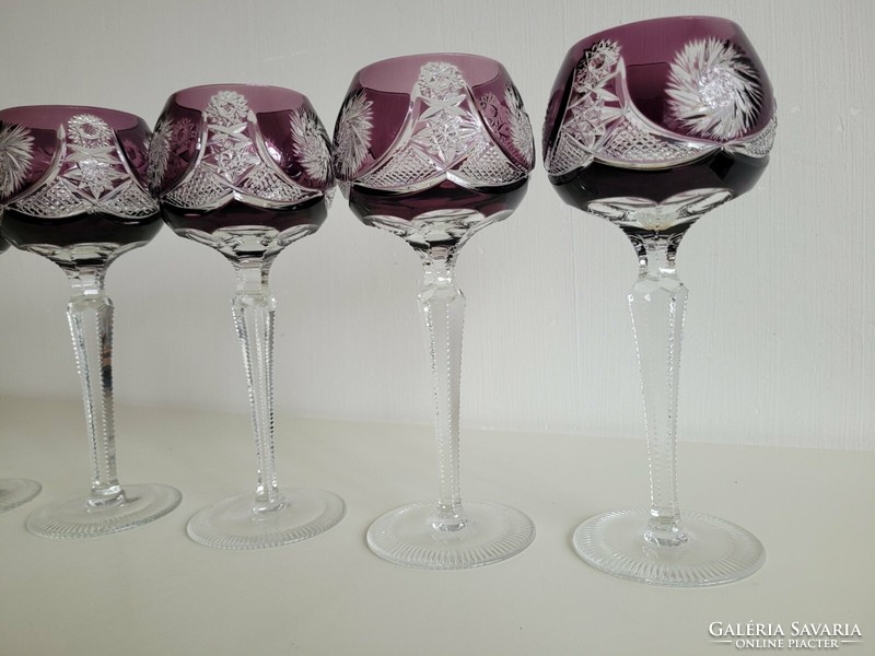 Old Römer crystal stemmed wine glass purple large lead crystal set