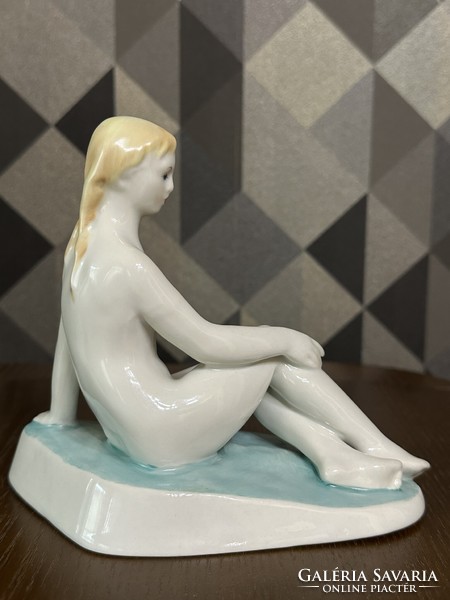 Zsolnay sunbathing nude porcelain figure