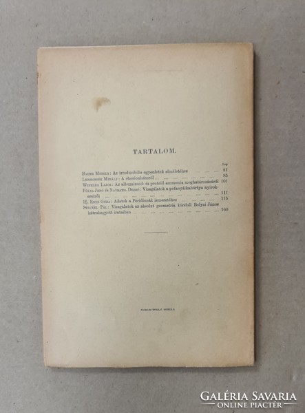 Mathematikai és Természettudományi Értesitő - XX. Kötet, 2. Füzet (1902) Csak egyben eladó 21 db !!!
