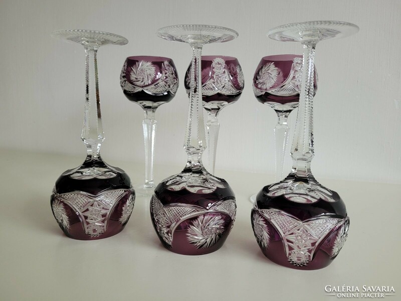 Old Römer crystal stemmed wine glass purple large lead crystal set