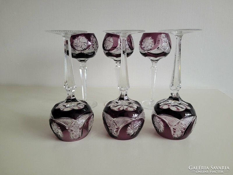 Old Römer crystal stemmed wine glass purple large lead crystal set