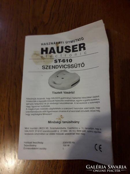 Keveset használt Hauser elektronic ST-610 szendvicssütő