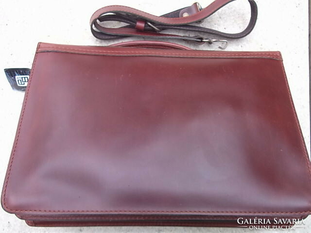 Pécs leather-cowhide briefcase-briefcase with shoulder strap, high-quality item