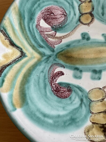 Hand painted retro ceramic wall plate